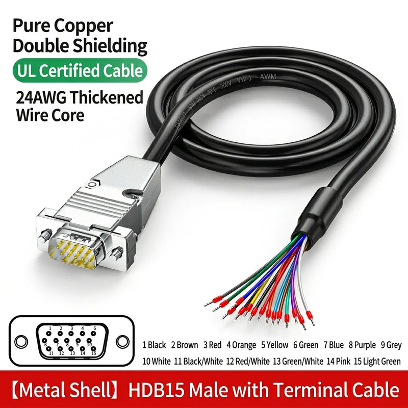 DIVEDEER DB9 DB15 DB25 Serial Cables Single-Ended RS232 Connector Wires with 9-Pin Terminal Blocks