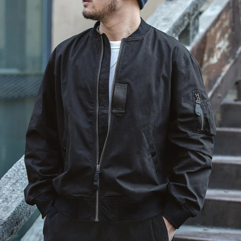 Maden Retro MA1 Bomber Flight Jackets Green Windproof Pilot Jacket Casual Motorcycle Baseball Coat for Men's Spring and Autumn