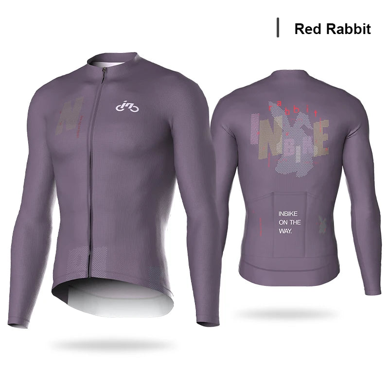 INBIKE MTB Bike Jersey Long Sleeve for Men Biking Clothing Bicycle Men's Cycling Shirts Road Mountain Full Zipper with 3 Pockets