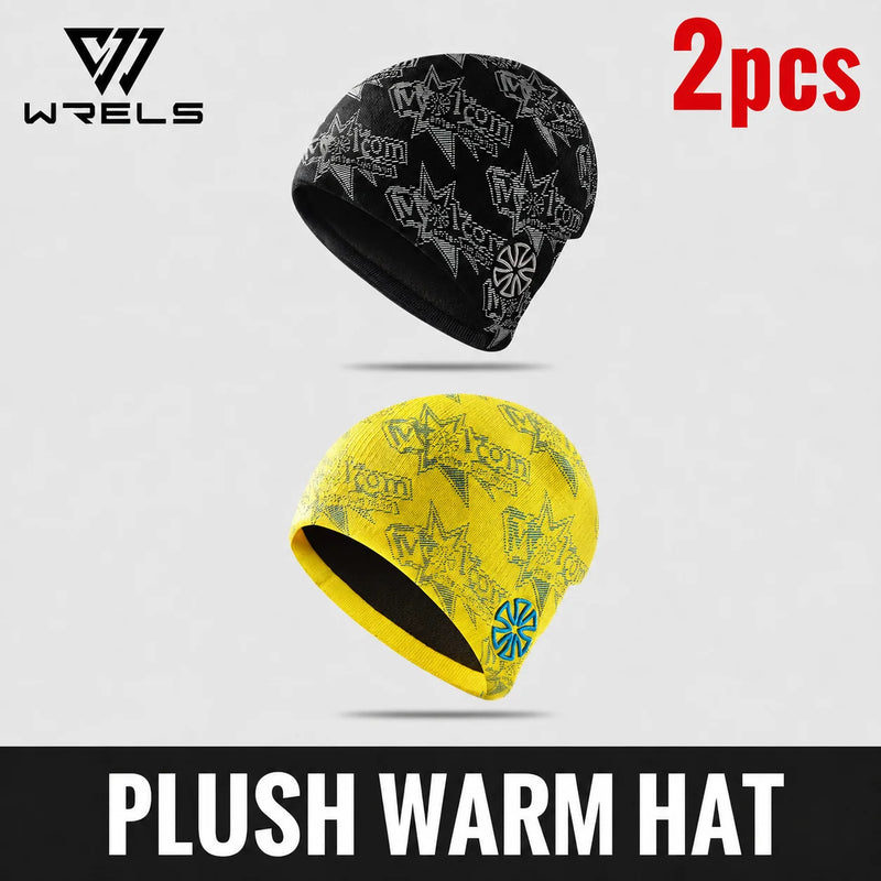 WRELS Cycling Cap Thermal Fleece Lined Ski Hat Windproof Warm Running Motorcycle Outdoor Sports Anti-Cold Skull Beanie Hat
