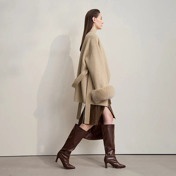 Amii Women's Coat 2026 Winter New Elegant Versatile Loose Wool Coats for Woman Long Sleeve Asymmetry Overcoat Female 12544041