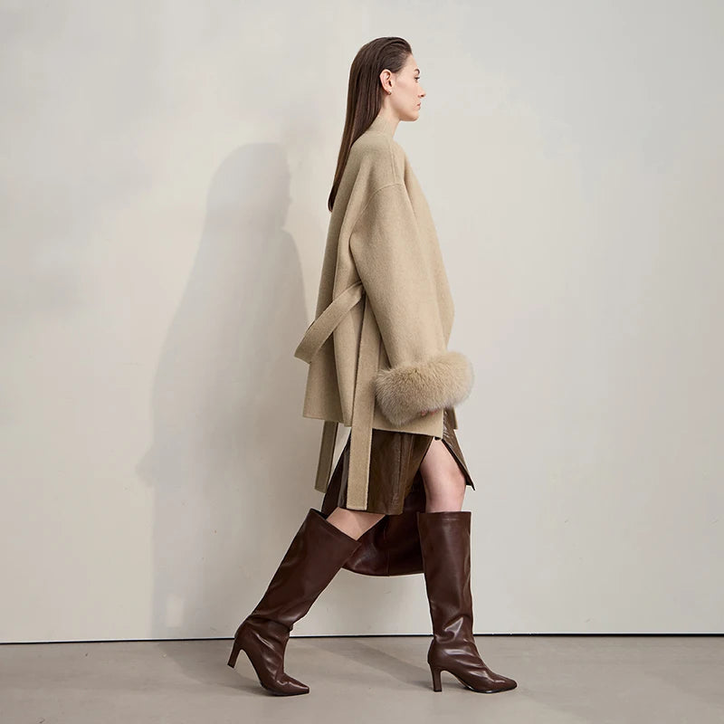 Amii Women's Coat 2026 Winter New Elegant Versatile Loose Wool Coats for Woman Long Sleeve Asymmetry Overcoat Female 12544041