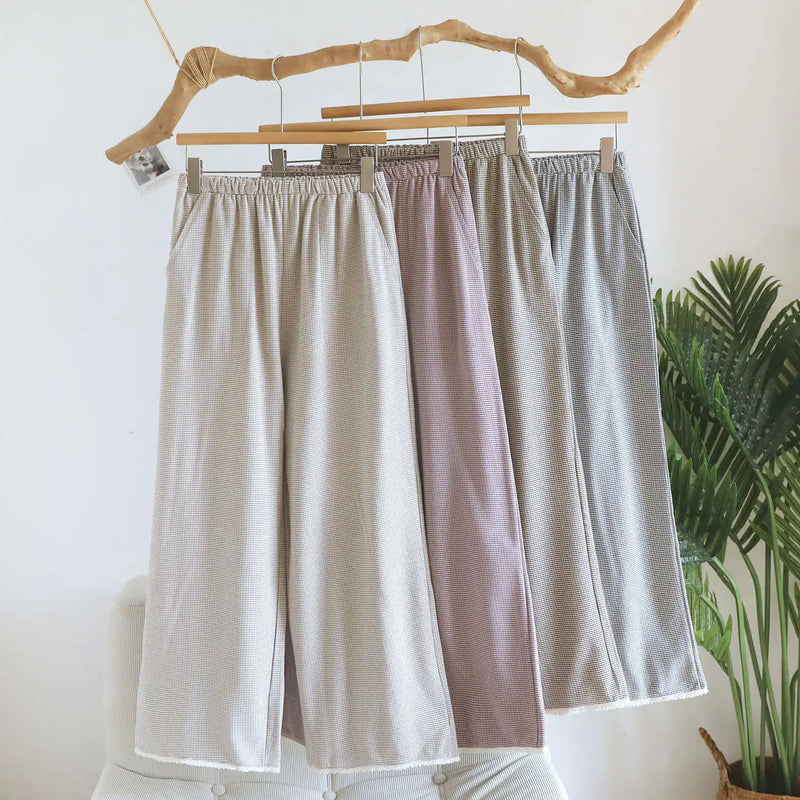 New Lounge Pants for Women Home Wear Trousers Striped Print Bottoms Comfortable Sleepwear Spring Autumn Pajamas Pants Nightwear