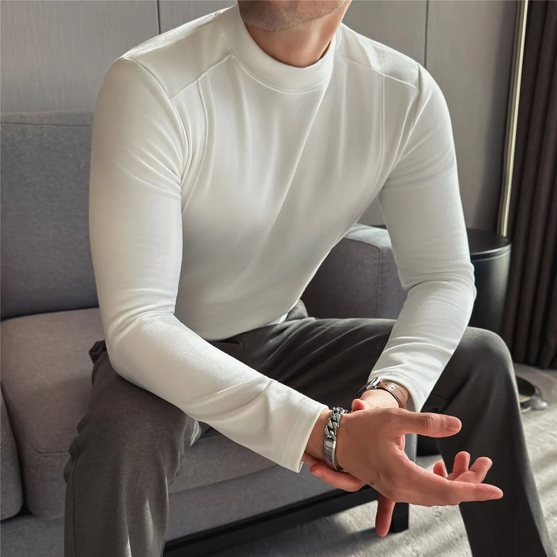 Men's Slim Fit Long Sleeve T-Shirt, Soft Fleece Lined for Daily Casual and Home Wear, 3 Colors