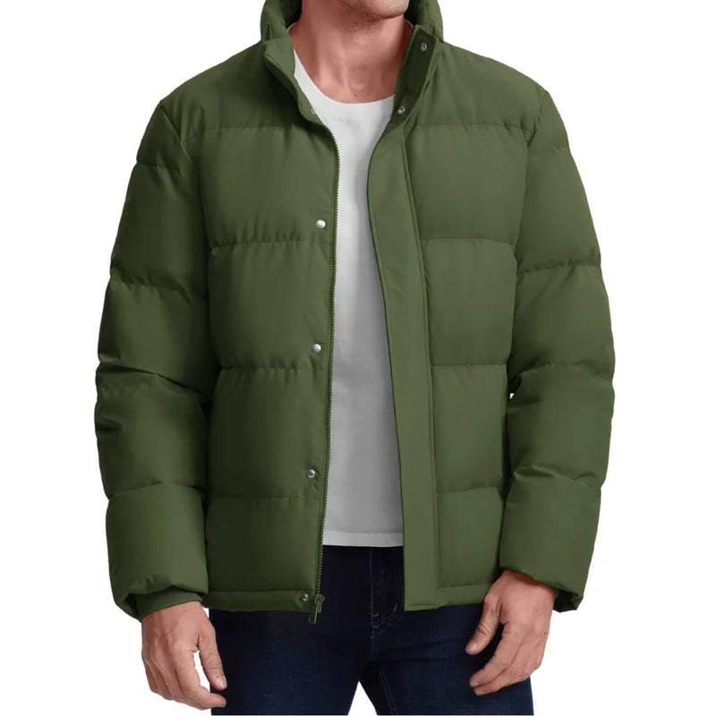 TACVASEN Winter Down Jackets Mens Stand Collar Quilted Jackets Water Resistant Lightweight Puffer Jacket Windbreaker Coats Male