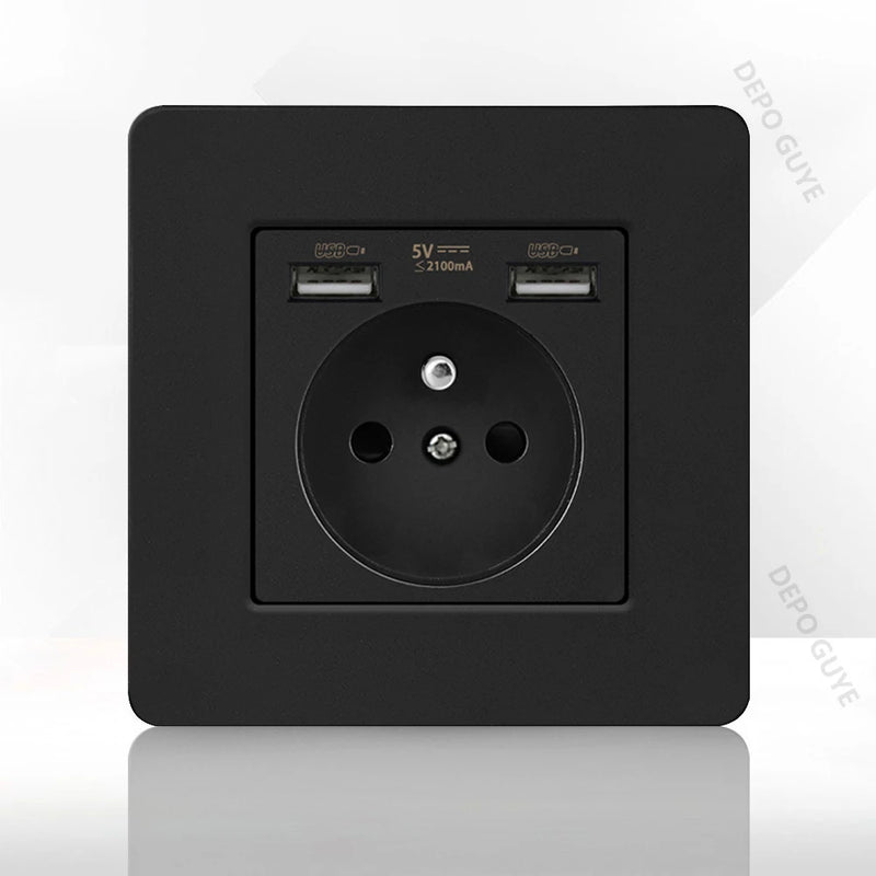 86 Type Retro Switch 1-4 Gang 2 Way Wall Light Brass Lever Toggle Switch Black Matte Stainless Steel Panel EU FR Power Outlet