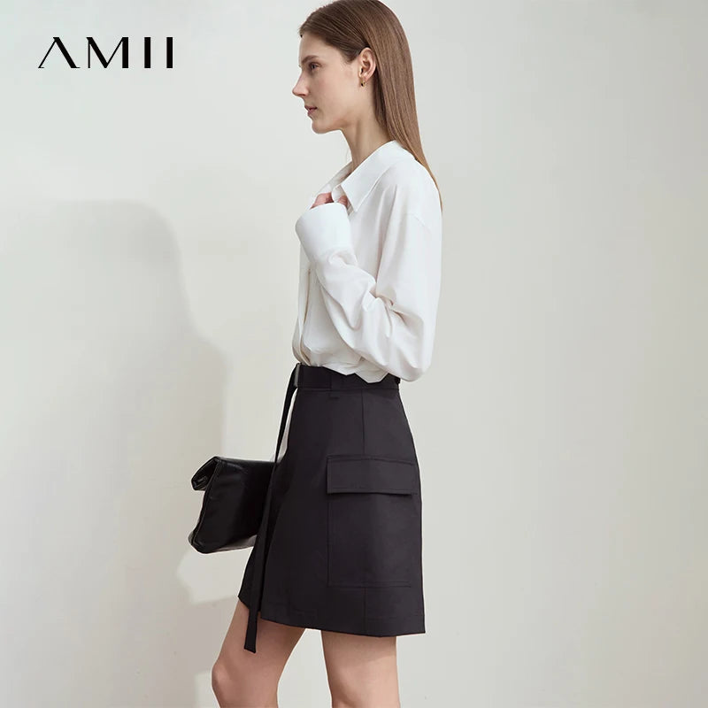 ខោខ្លីរដូវក្តៅ AMII Minimalist សម្រាប់ស្ត្រីឆ្នាំ ២០២៦ ខោខ្លីបែបភ្នំធម្មតាសម្រាប់ស្ត្រីម៉ូដថ្មីជាមួយខ្សែក្រវ៉ាត់ 12542099