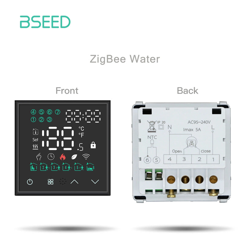 BSEED Zigbee Thermostat Room Temperature Controller Electric Floor Water Heating Gas Boiler DIY Parts Wall Socket Glass Panel