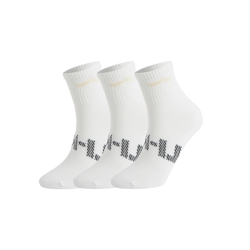 ស្រោមជើង Li-Ning Unisex ៣គូ រចនាបថកីឡា បុរស ស្ត្រី ទំហំ ២៤-២៨សង់ទីម៉ែត្រ ស្រោមជើងកីឡាប្រភេទ LiNing ដែលអាចដកដង្ហើមបាន AWTV005