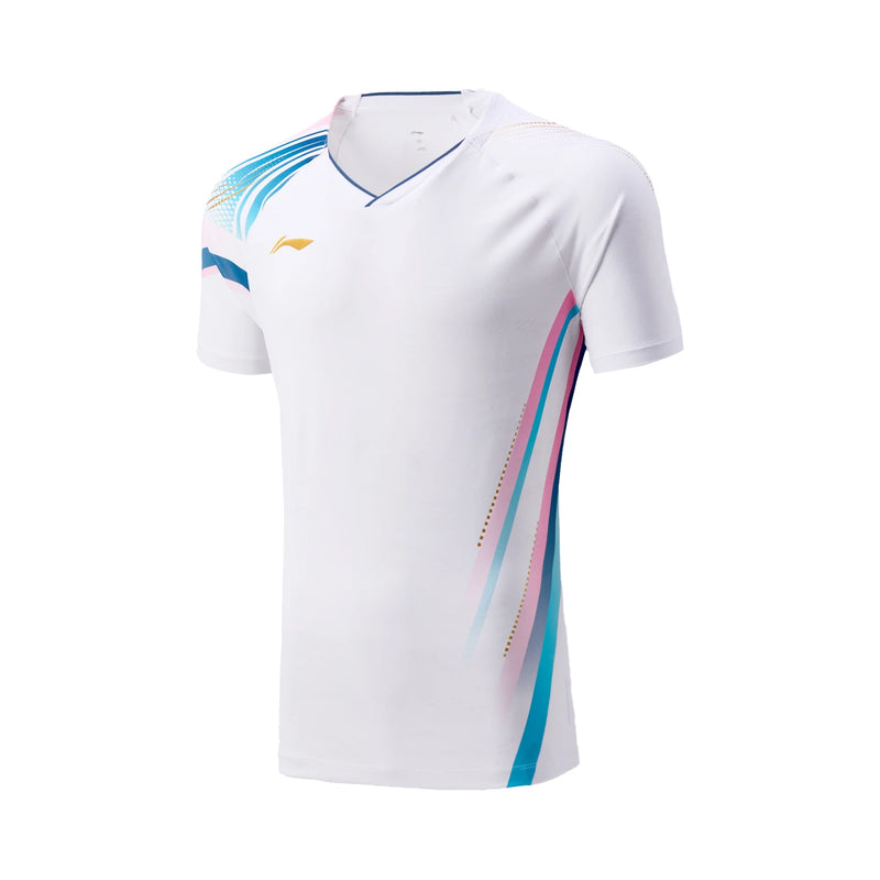 អាវយឺតវាយសី Li-Ning Unisex ការពារបាក់តេរី និងស្ងួតលឿន 93% Polyester 7% Elastane អាវយឺតប្រកួតប្រជែង LiNing AAYV165
