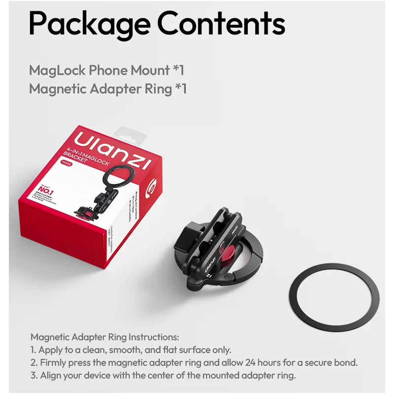 Ulanzi MA56 ម៉ាញេទិក 4-in-1 MagLock ជើងទ្រទូរស័ព្ទលើកាមេរ៉ា សម្រាប់ Iphone 17 Android Dual 360° Rotation 1/4" Cold Shoe