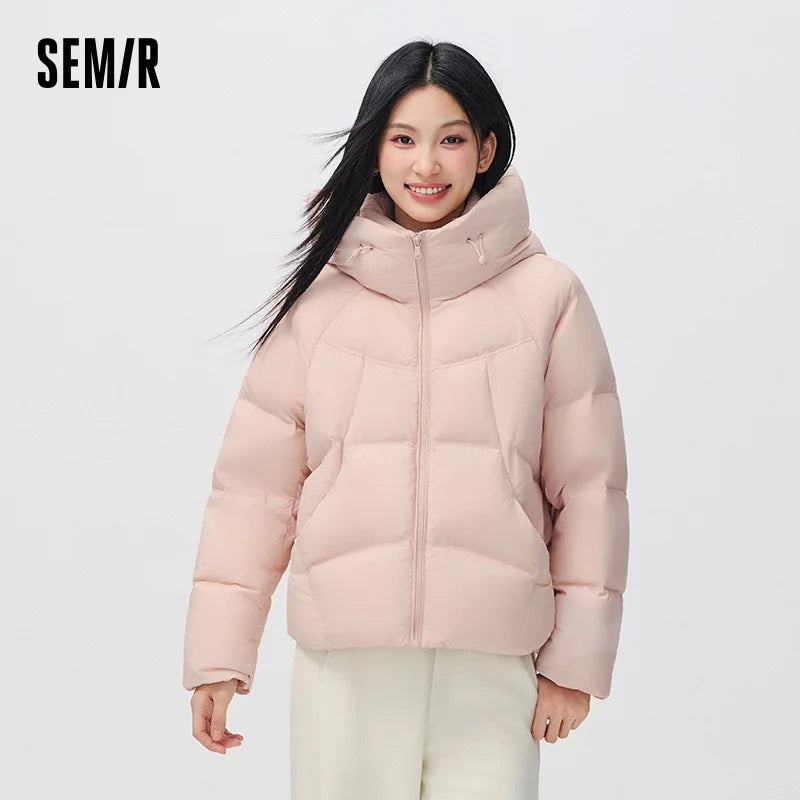 អាវក្រៅ Semir សម្រាប់នារី ៩០ ភាគរយ ដៃអាវ Raglan មានក្រណាត់ក្រាស់ សមល្មម រលុង ពាក់ប្រចាំថ្ងៃរដូវរងាថ្មី ឆ្នាំ២០២៦ ស្ទីលធម្មតាសម្រាប់ទីក្រុង