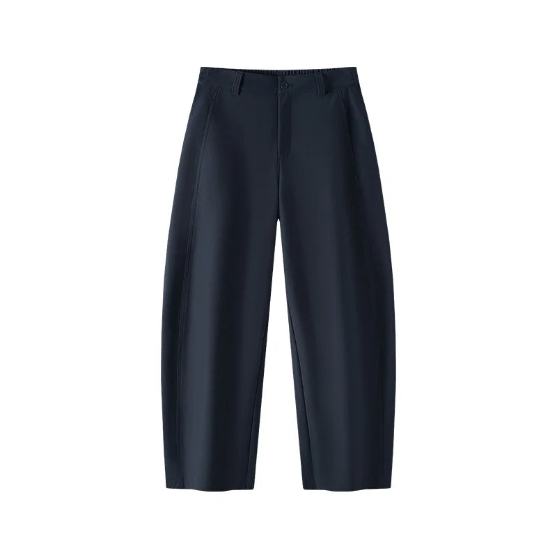 Semir Women Casual Pants Solid Color Loose Fit Curved Leg Partial Elastic Waist Versatile 2026 New Winter Daily Wear