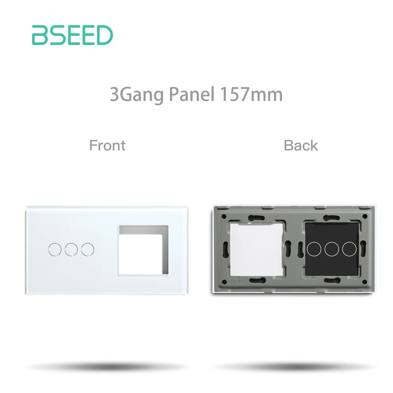 BSEED Matter Touch Light Switch Part Glass Panel Only Smart Switch Work With Tuya Smart Life APP EU Socket Outlets Module