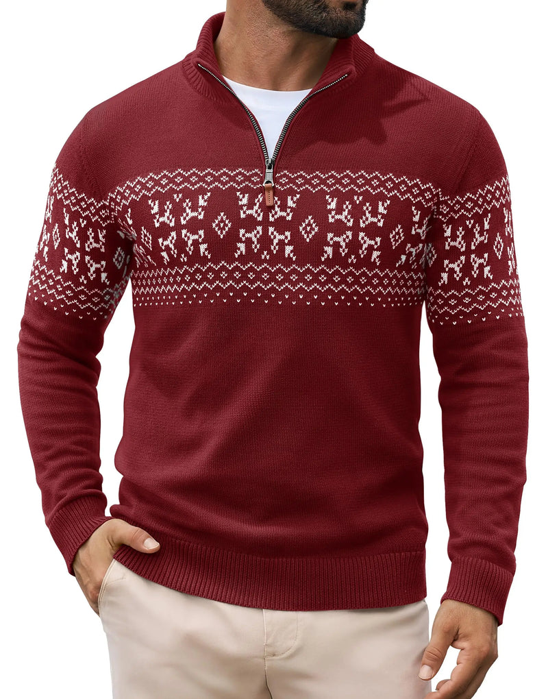 TACVASEN Mens Knit Cotton Sweater Quarter Zip Pullover Antumn Winter Casual Long Sleeve Mock Neck Polo Sweaters Warm Streetwear