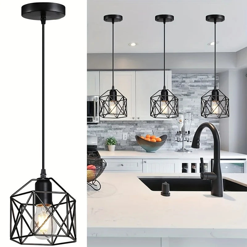 Modern Industrial Pendant Light – Adjustable Metal Cage Chandelier, for Home & Office Home Decor Lamps Aesthetic