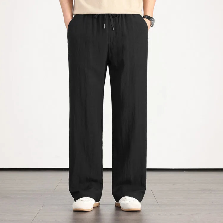 Cool Touch Men’s Summer Pants - Anti-Crease, Breathable & Light, Drawstring Closure, Loose Style for Hot Weather Sunscreen