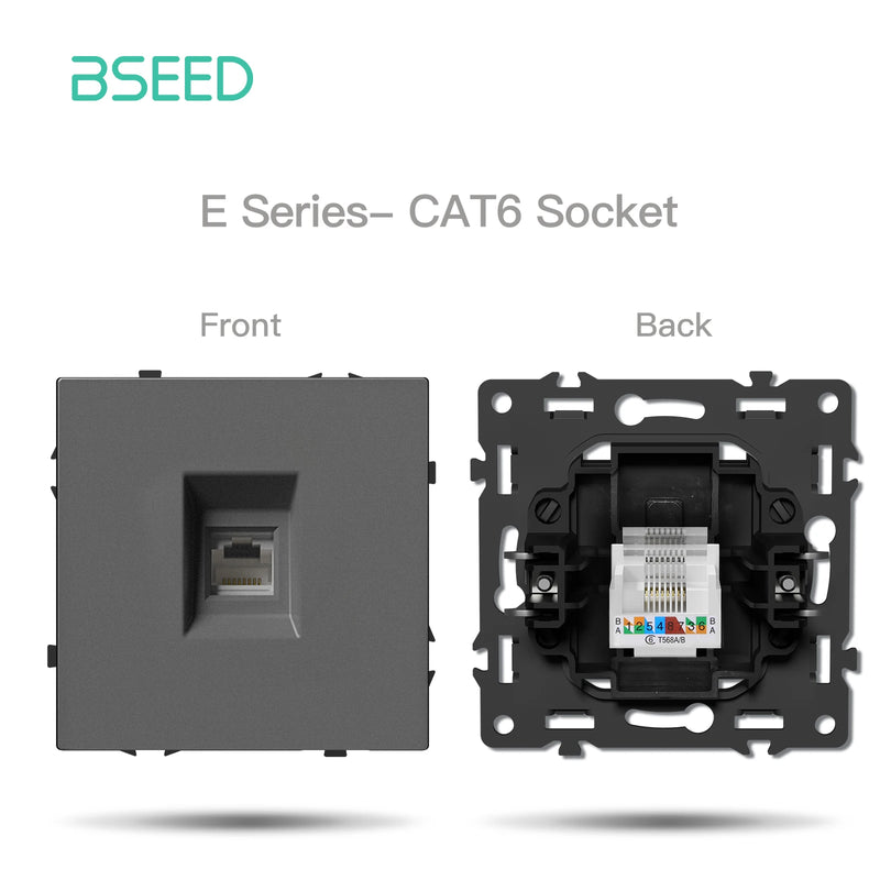 BSEED 1/2Gang Wall Button Switch USB Type-C Wall Socket Module Part Internet TV Telephone Socket Plastic Frame DIY Function Part