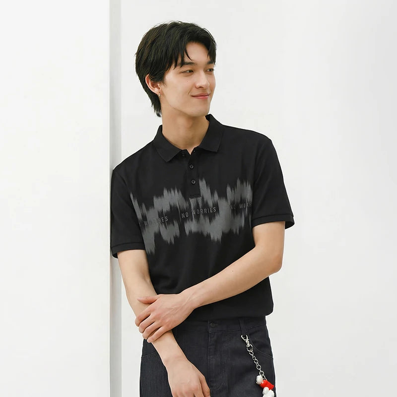 Semir Men Polo Shirt Soft Cotton Letter Embroidered Tie Dye Knit 2026SummerFashion Casual Style Lightweight Breathable Daily Top