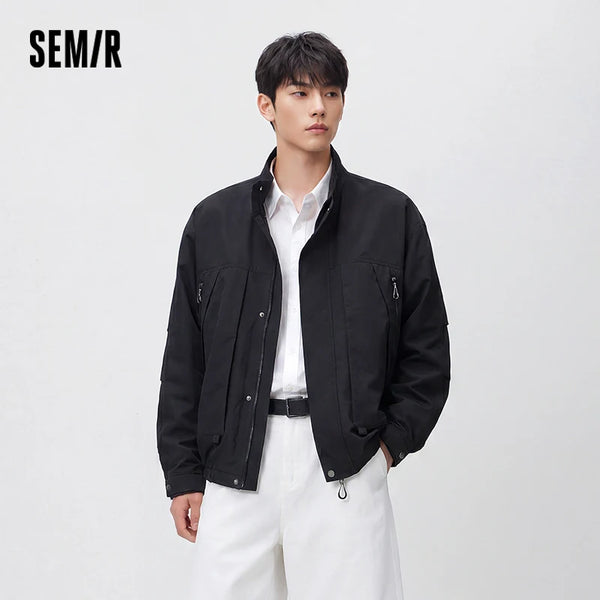 អាវក្រៅបុរស Semir ទម្ងន់ស្រាល មានខ្សែរ៉ូត រចនាបថសម្រាប់ពាក់ក្រៅផ្ទះ រលុង ពាក់ប្រចាំថ្ងៃ រដូវស្លឹកឈើជ្រុះ ឆ្នាំ២០២៦