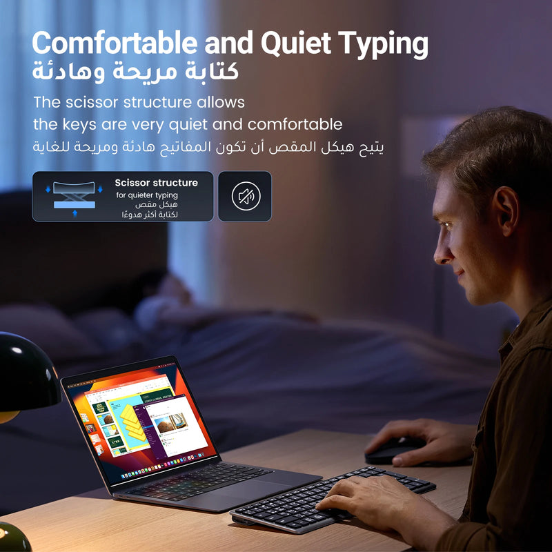 UGREEN Keyboard Wireless Bluetooth 5.0 2.4G Arabic 99 Keycaps for MacBook iPad PC Tablet Desktop USB C Rechargeable Keyboard