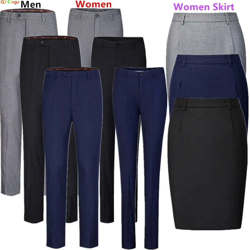 2026 New Women's Blue Plain-colored Slacks, Non-iron Men's Business/office Formal Trousers, Available in Black, Gray.