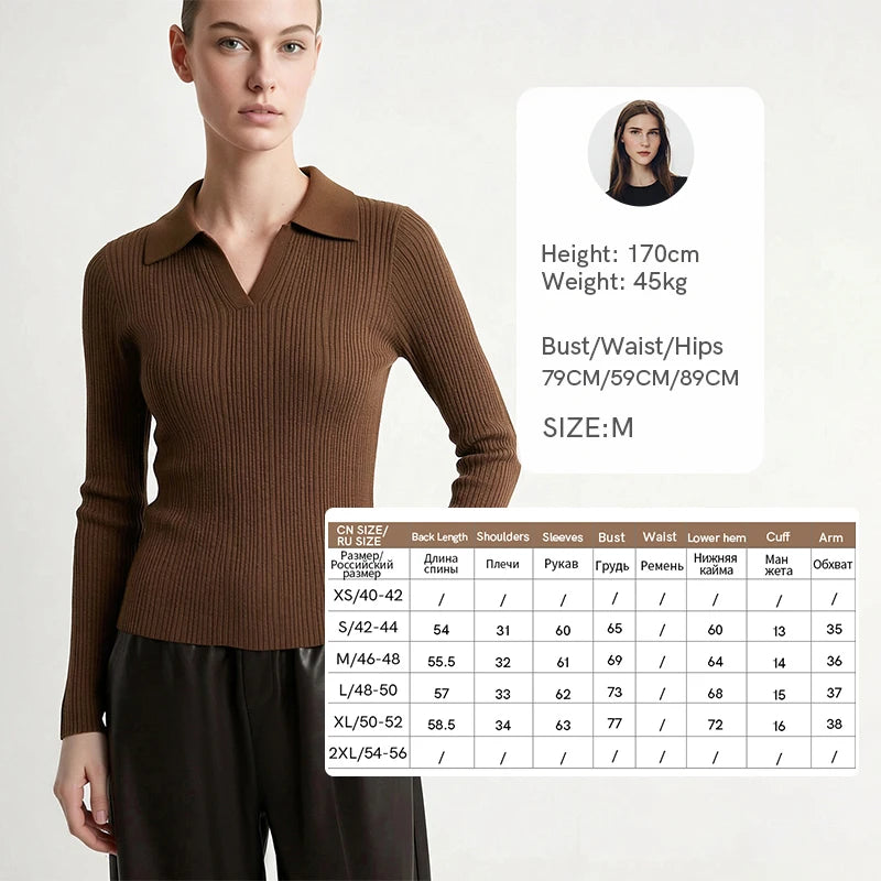 Amii Minimalist Long Sleeve Sweater V-neck Collar Women 2026 Autumn Winter Slim Fit Striped Knitted Pullover Woman Tops 12643058