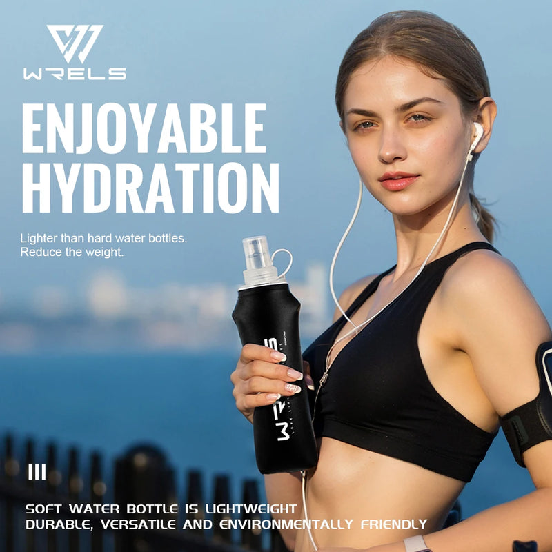 WRELS Water Bottle TPU Folding Soft Flask Outdoor Sport Water Bag Collapsible Water Bottle 500ml For Running Camping BPA Free
