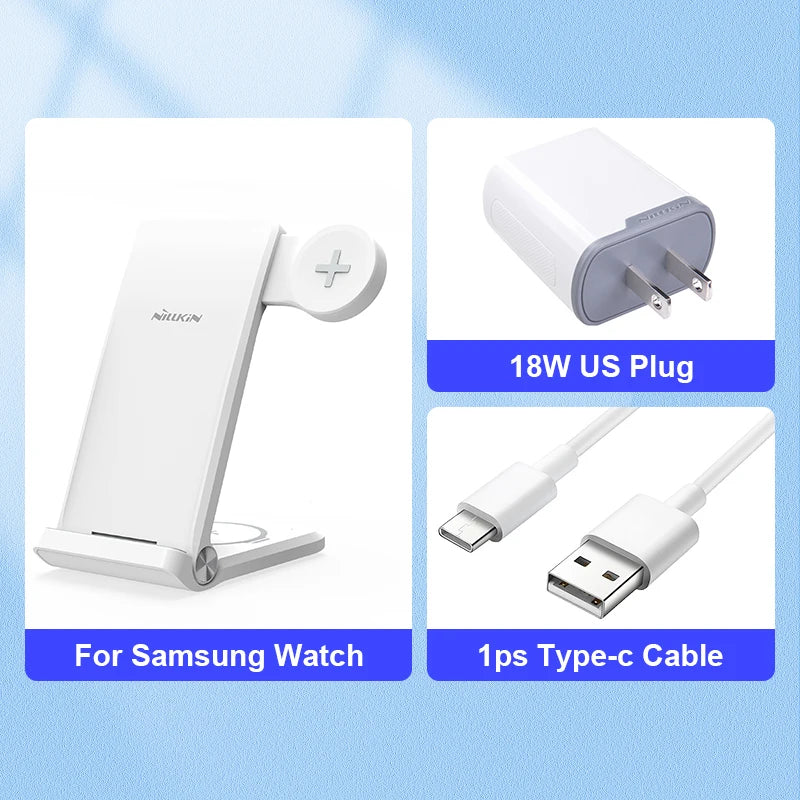 NILLKIN Wireless Chargers 3 in 1 For Galaxy Watch 5/5 Pro 15W Qi Fast Charging Station For Samsung S23/S22/S21 Charger Stand