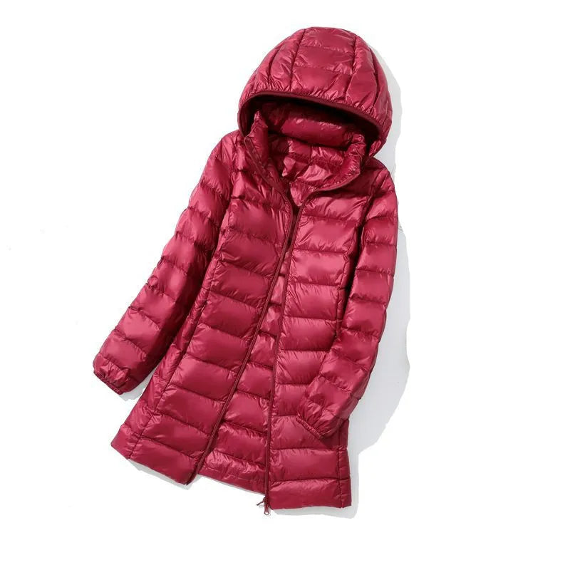 2026 New Waterproof Overcoat Women's Removable Cap Long-sleeved Parkas Winter Warm Jacket Female Red Blue Light/Thin Coats