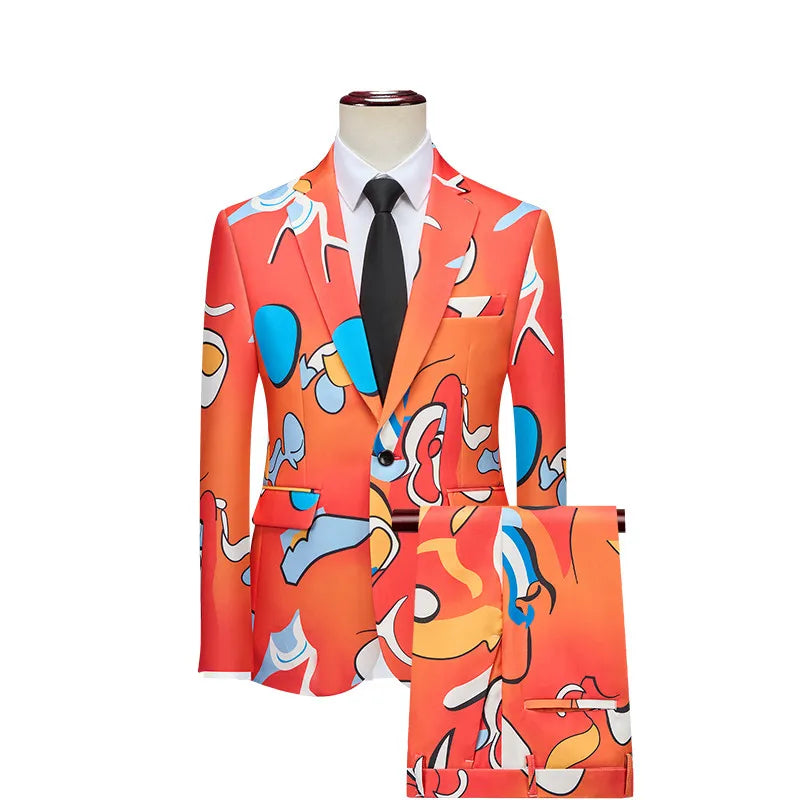 2026 New Men Red Suit Set - Stylish & Comfortable for Weddings, Parties & Formal Events Asian Sizes Slim Fit Jacket and Pants.