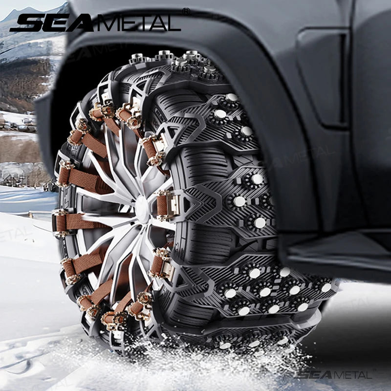 SEAMETAL 4PCS Anti-skid Chains Wheel Tyre Cable Belt Car Winter Tire Wheels Snow Chains Snow Tire Winter Outdoor Emergency Tools