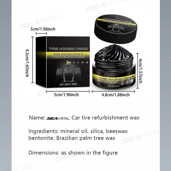 SEAMETAL Premium Tire Renewal Wax Long Lasting Shine Car Wheel Polish Restorer Anti-Dust Protection Prevents Aging&Cracking