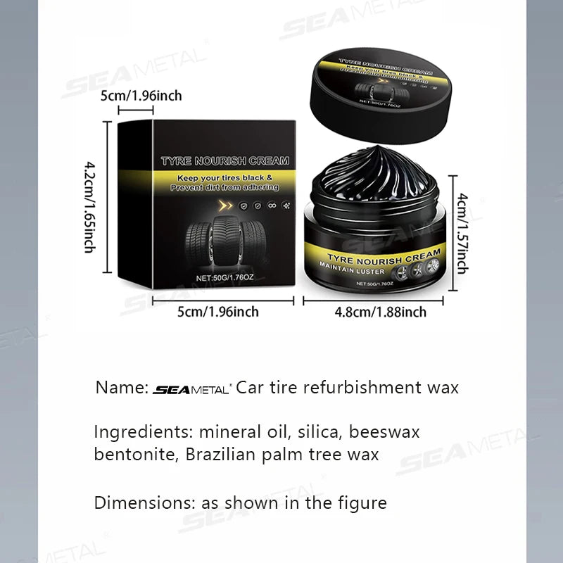 SEAMETAL Premium Tire Renewal Wax Long Lasting Shine Car Wheel Polish Restorer Anti-Dust Protection Prevents Aging&Cracking