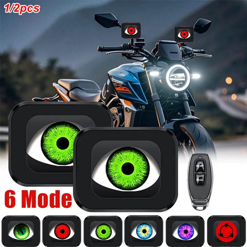 កញ្ចក់ម៉ូតូ Devil Eyes LED អេក្រង់ថាមវន្ត 12-36V 6 របៀបសម្រាប់ភ្លើងតុបតែងម៉ូតូ គ្រឿងបន្ថែមភ្លើងមុខរថយន្ត