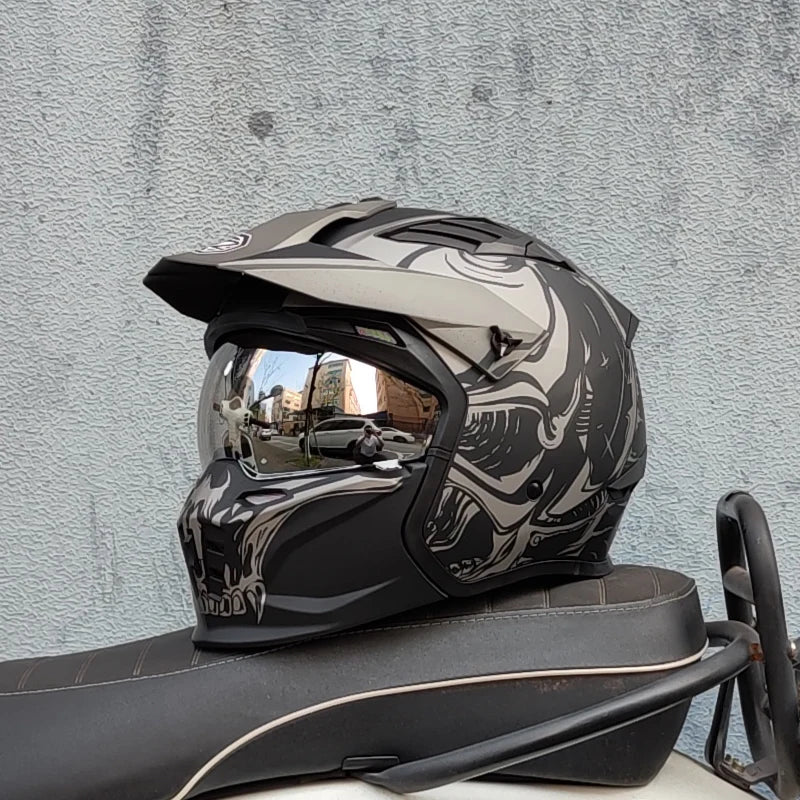 ORZ Retro Helmet Motorcycle Full Helmet Men Women Summer Locomotive Four Seasons Rally Demolition Combination Helmets
