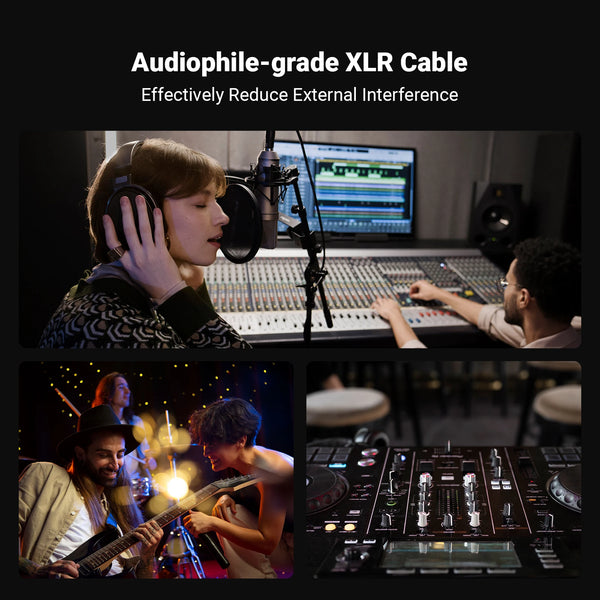 ខ្សែ XLR Fosi Audio ទំហំ 0.3M/1.2M ប្រុសទៅស្រី 2 កញ្ចប់ ខ្សែ Cannon Balanced សម្រាប់មីក្រូហ្វូន DAC Preamp ZA3 ZD3 ZP3 Amplifier