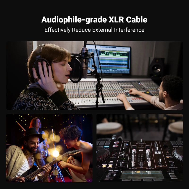ខ្សែ XLR Fosi Audio ទំហំ 0.3M/1.2M ប្រុសទៅស្រី 2 កញ្ចប់ ខ្សែ Cannon Balanced សម្រាប់មីក្រូហ្វូន DAC Preamp ZA3 ZD3 ZP3 Amplifier