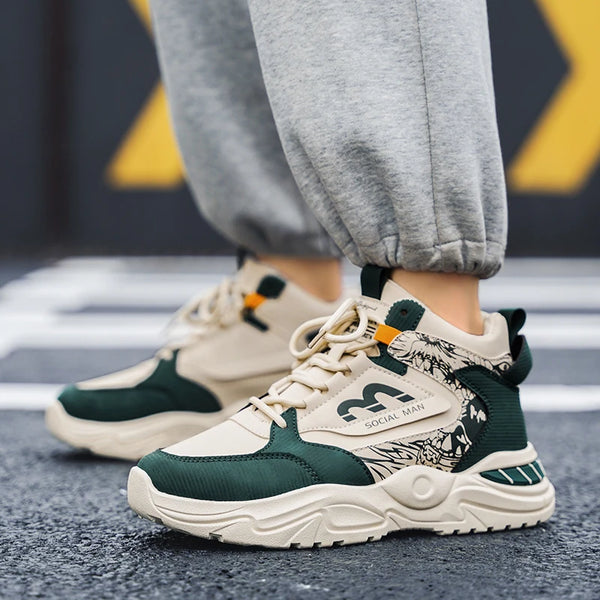 Men's boots spring and autumn new Joker high-top casual boots fashion soft-sole non-slip outdoor youth comfortable sports shoes