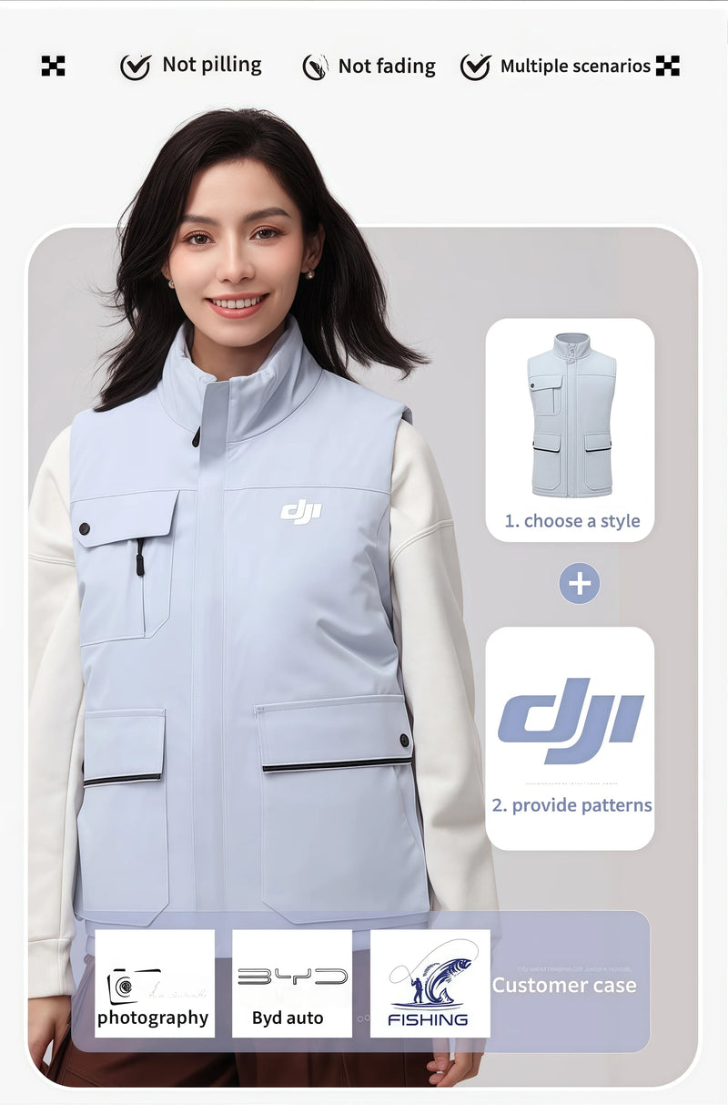 2026 Spring and autumn men's and women's casual outdoor workwear New multi-pocket cotton-padded vest customized with logos