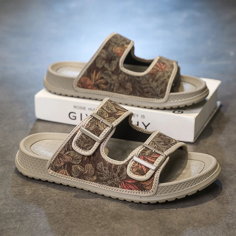 Men's Casual Slip-On Slippers New Summer Lightweight Beach Shoe Outdoor Sports Fashion Anti-Slip Soft Sole City Walking Slippers