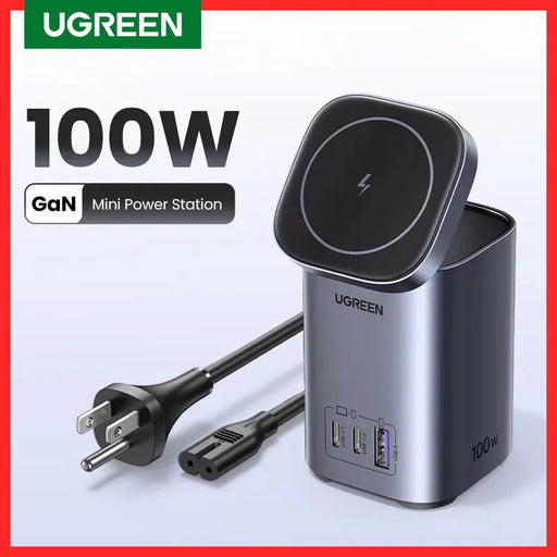 UGREEN GaN 100W Desktop Charger MFi Magnetic Wireless Charger for iPhone 15 14 13 Fast Charger Power Station for Laptop Notebook