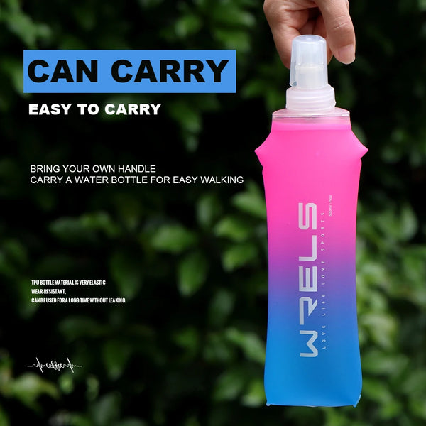 WRELS 1/2pcs Sports Soft Water Bottle Camping Collapsible TPU Silicone Soft Flask Water Bag BPA Free Sports Running Water Bottle