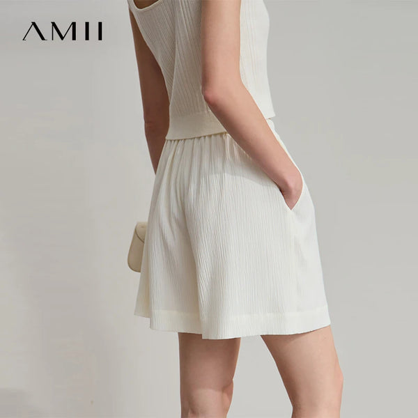 AMII ខោខ្លីការិយាល័យ Minimalist សម្រាប់នារីរដូវក្តៅឆ្នាំ ២០២៥ ខោខ្លីរលុងធម្មតាសម្រាប់នារីម៉ូដថ្មី 12542174