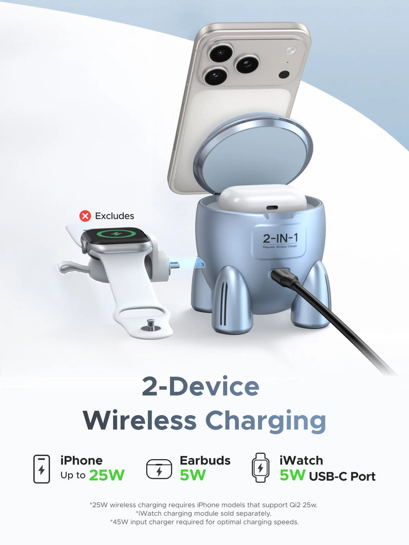 NEW! UGREEN Magflow Qi2 25W Wireless Charger 2 in 1 Innovative Rocket -Style For iPhone 17 16 Pro Max Fast Charging