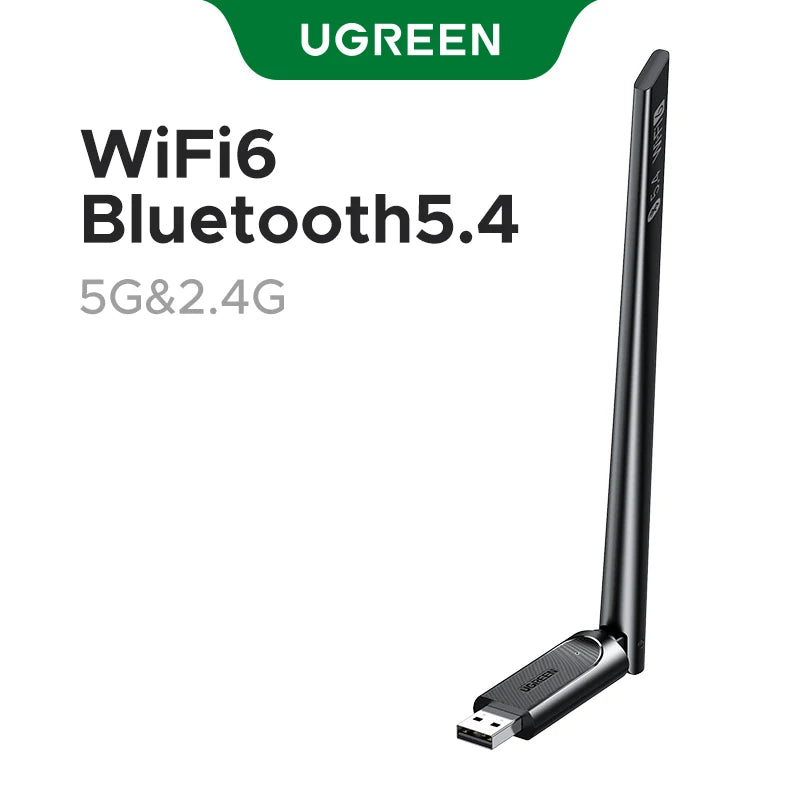 UGREEN USB Bluetooth 5.4 Adapter WiFi6 Adapter 2-in-1 5G&2.4G USB Dongle Adapter for Desktop PC Laptop Receiver USB Transmitter