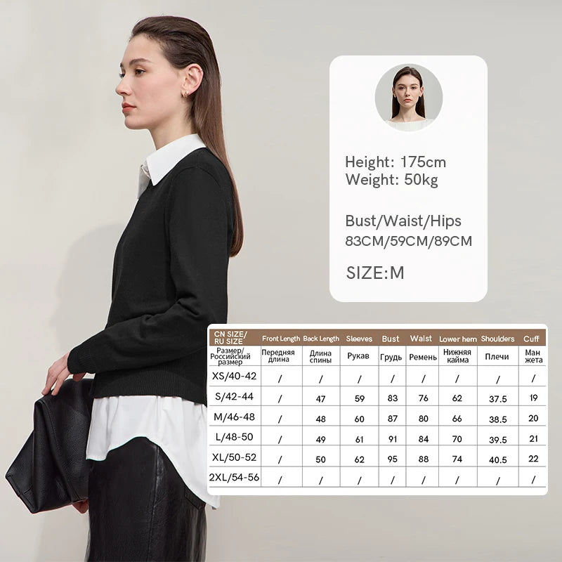 AMII Minimalist Women's Black Sweater 2026 Autumn Simple Commuting O Neck Pullover Long Sleeved Casual Knitted Tops 12523155