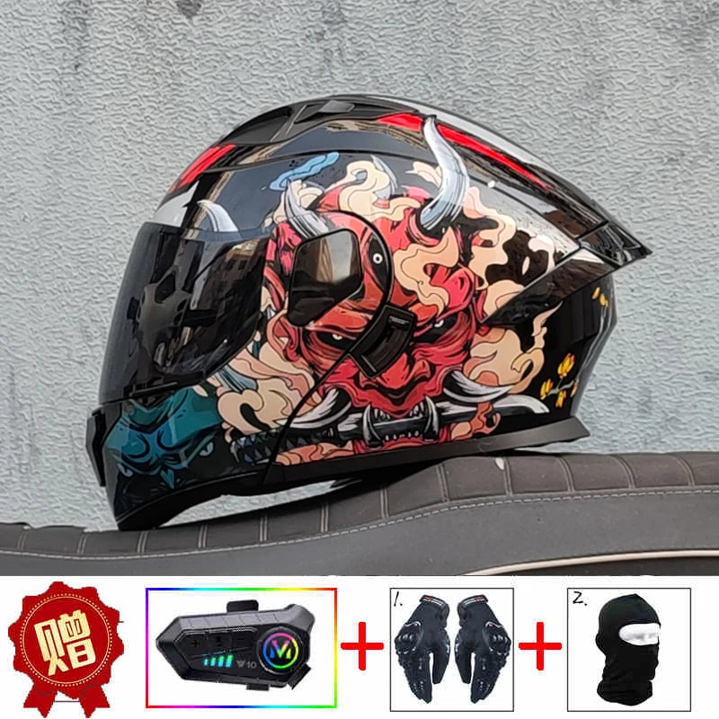 ORZ high-quality motorcycle professional racing flip helmet ABS material modular dual lens Bluetooth helmet DOT certification
