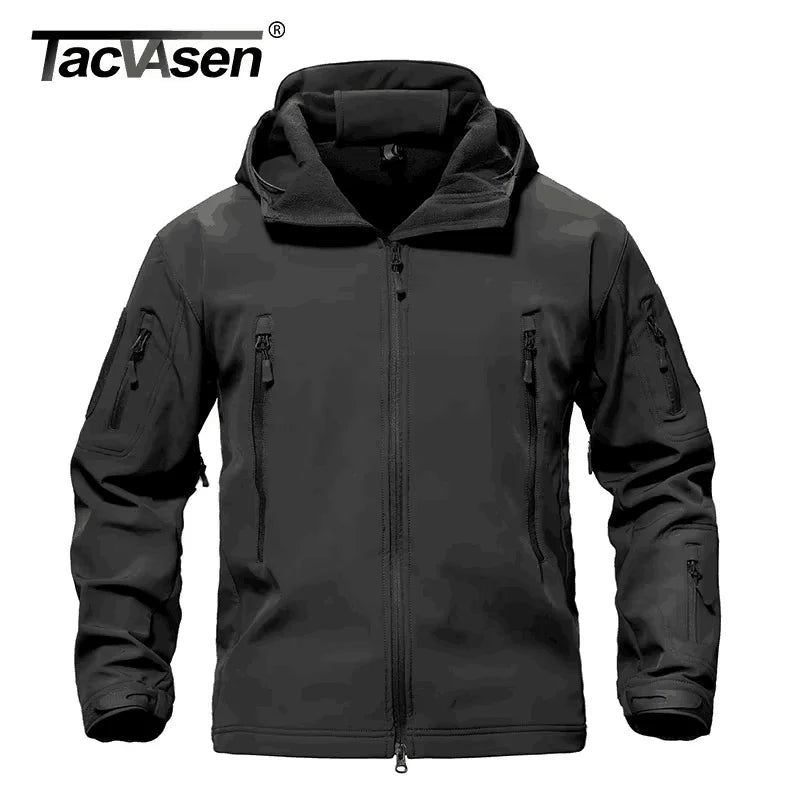 TACVASEN Solid Waterproof Fleece Lined Jacket Mens Jacket Softshell Outwear Coat Windbreaker Outdoor Warm Clothes with Pockets