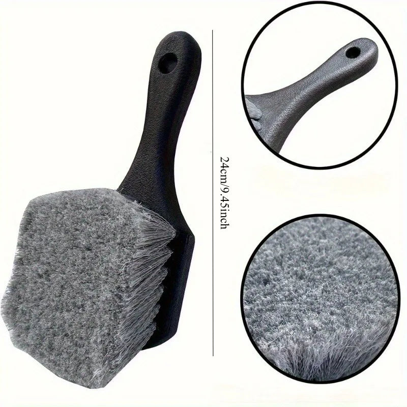 1pc Short Handled Tire Brush, Suitable For Motorcycle And Car Tire Cleaner, Soft Bristle Brush,Used To Clean Dirt OnTires.Short